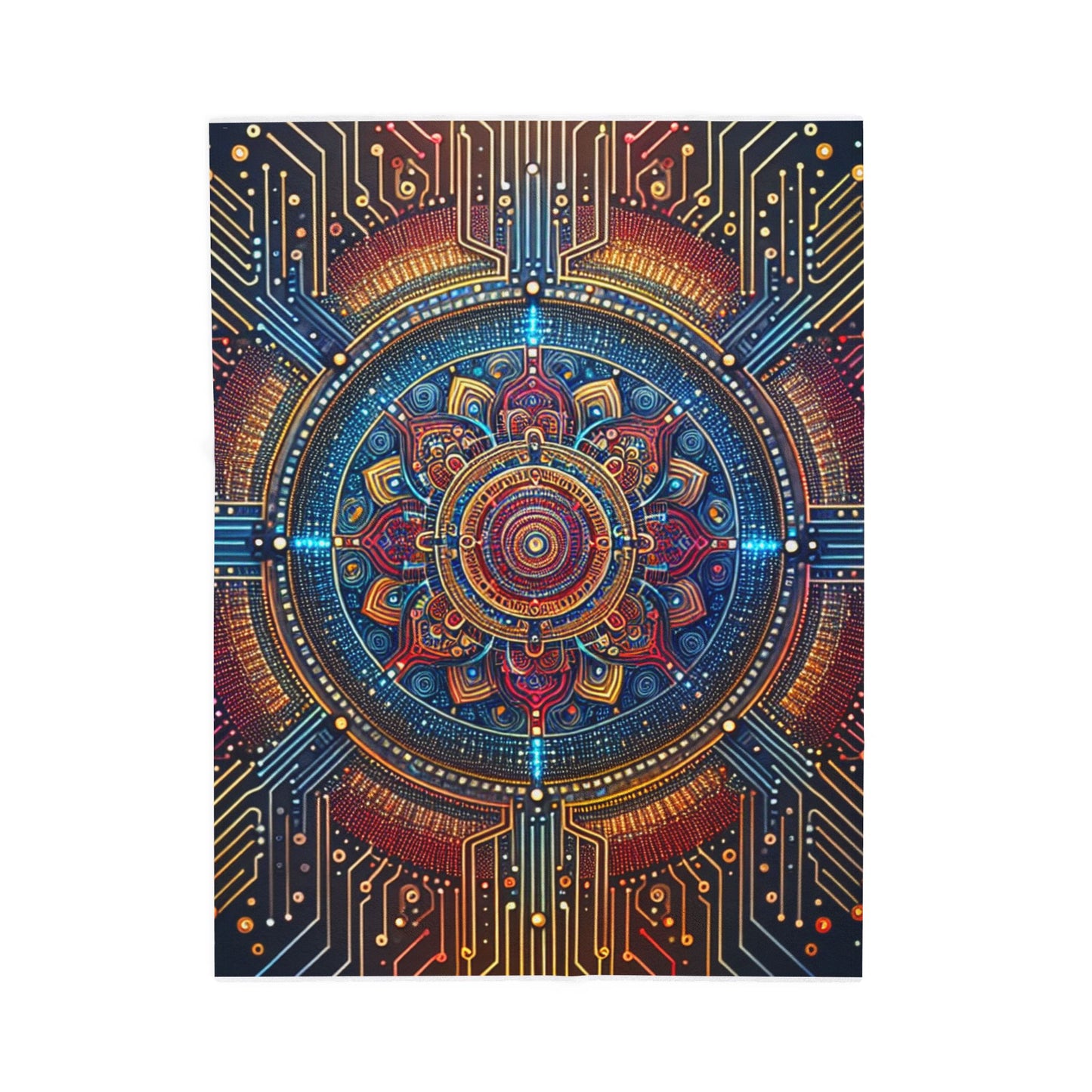 Circuit Mandala Design - Plush Blanket