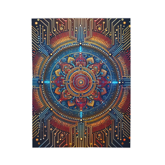 Circuit Mandala Design - Plush Blanket