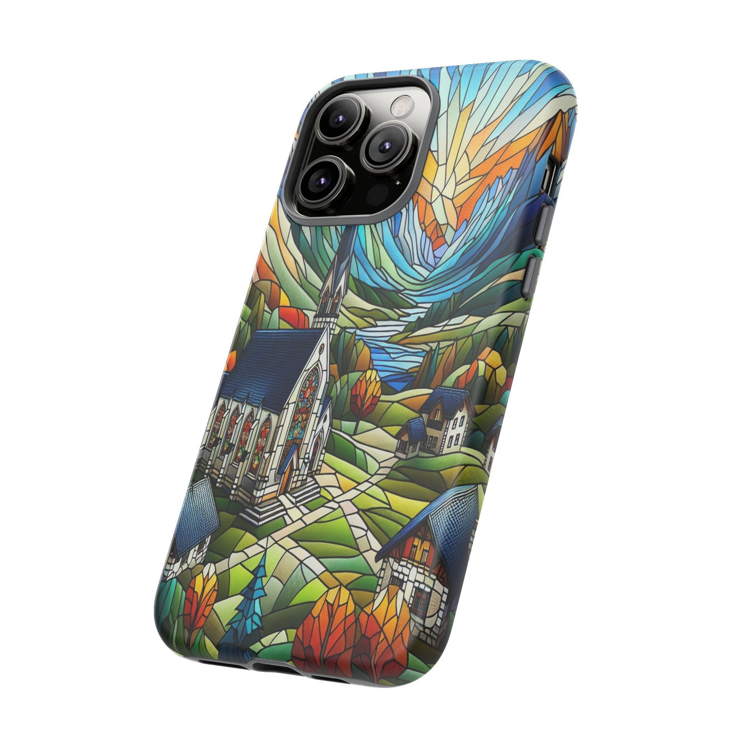 Stained Glass Countryside Scene - Phone Case