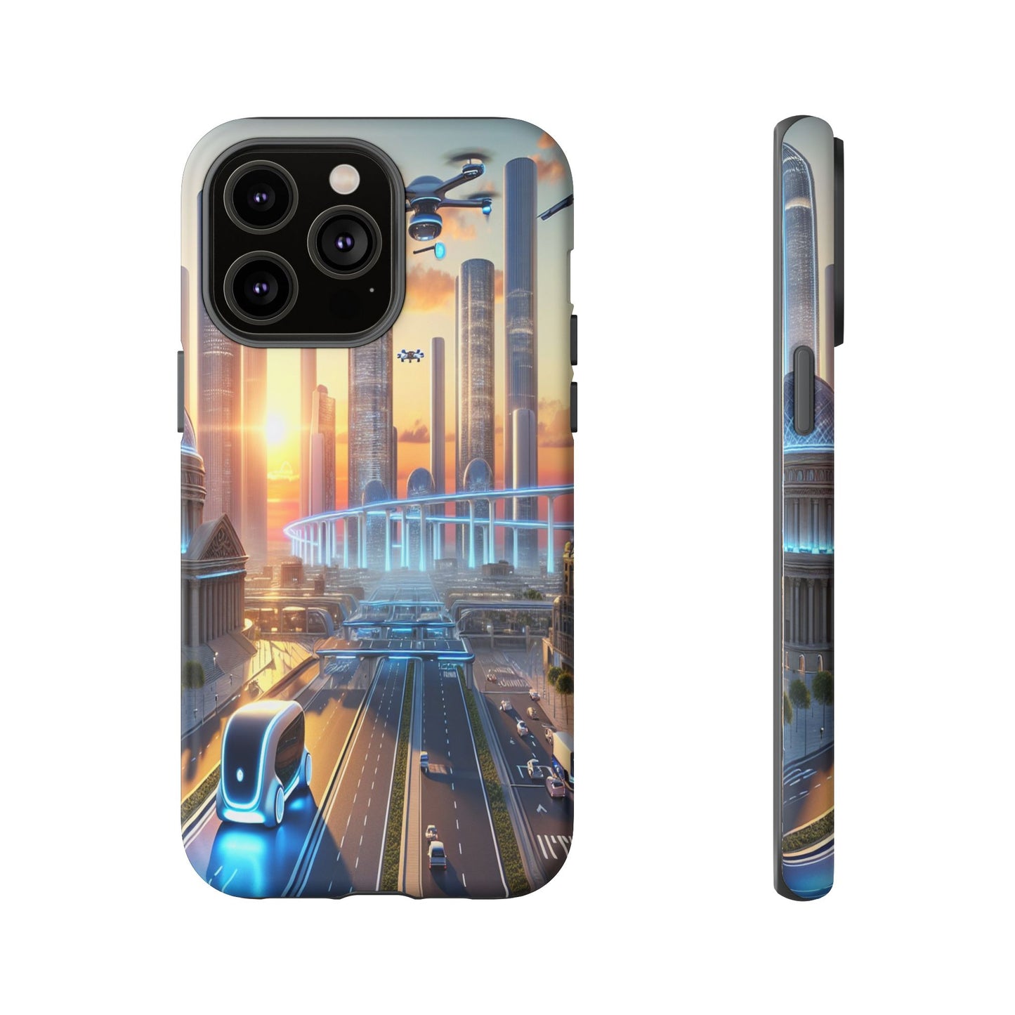 Futuristic Cityscape Unveiled - Phone Case
