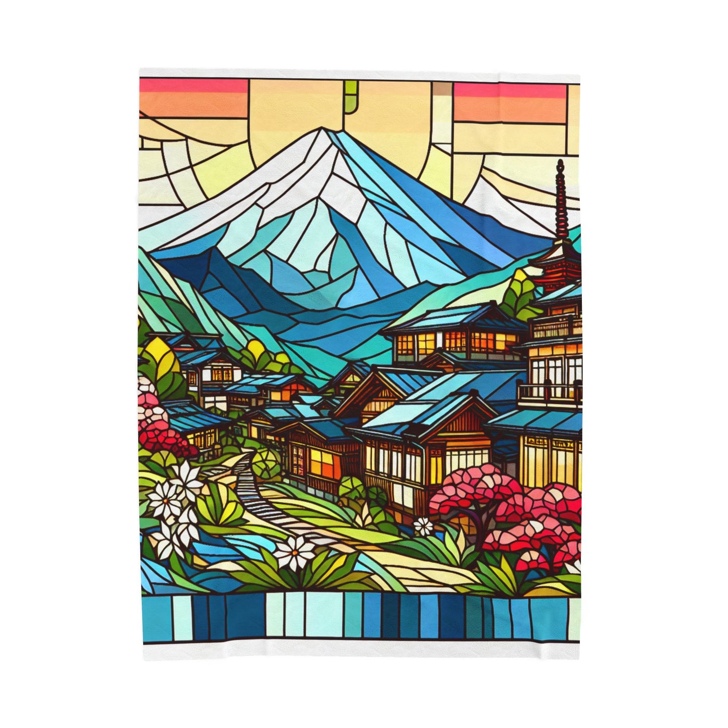 Mountain Village Mosaic - Plush Blanket