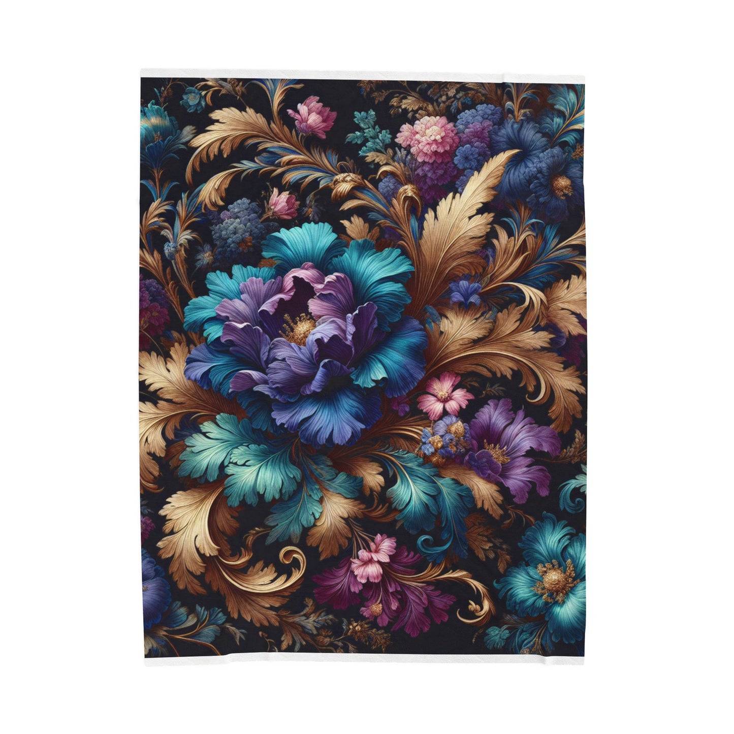 Baroque Petal Extravaganza- Plush Blanket