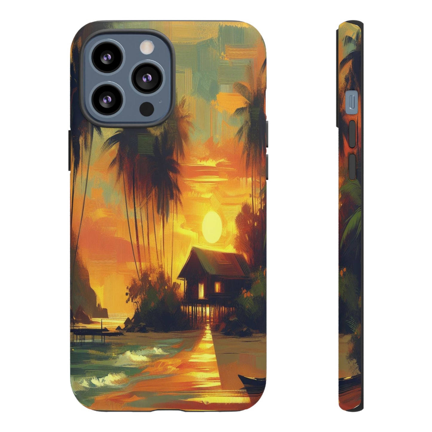 Protective Island Paradise at Dusk Iphone Case Compatible With Iphone 16 15 14 - Phone Cover