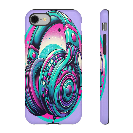 Custom ProtectiveHeadphone Vibes in Electric ColorsIphone Case Compatible With Iphone 16 15 14 - Phone Cover