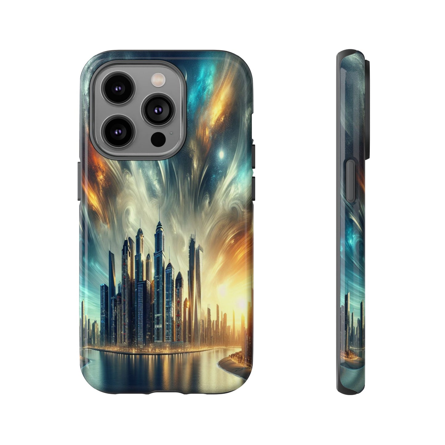 Cityscape under Celestial Tapestry - Phone Case