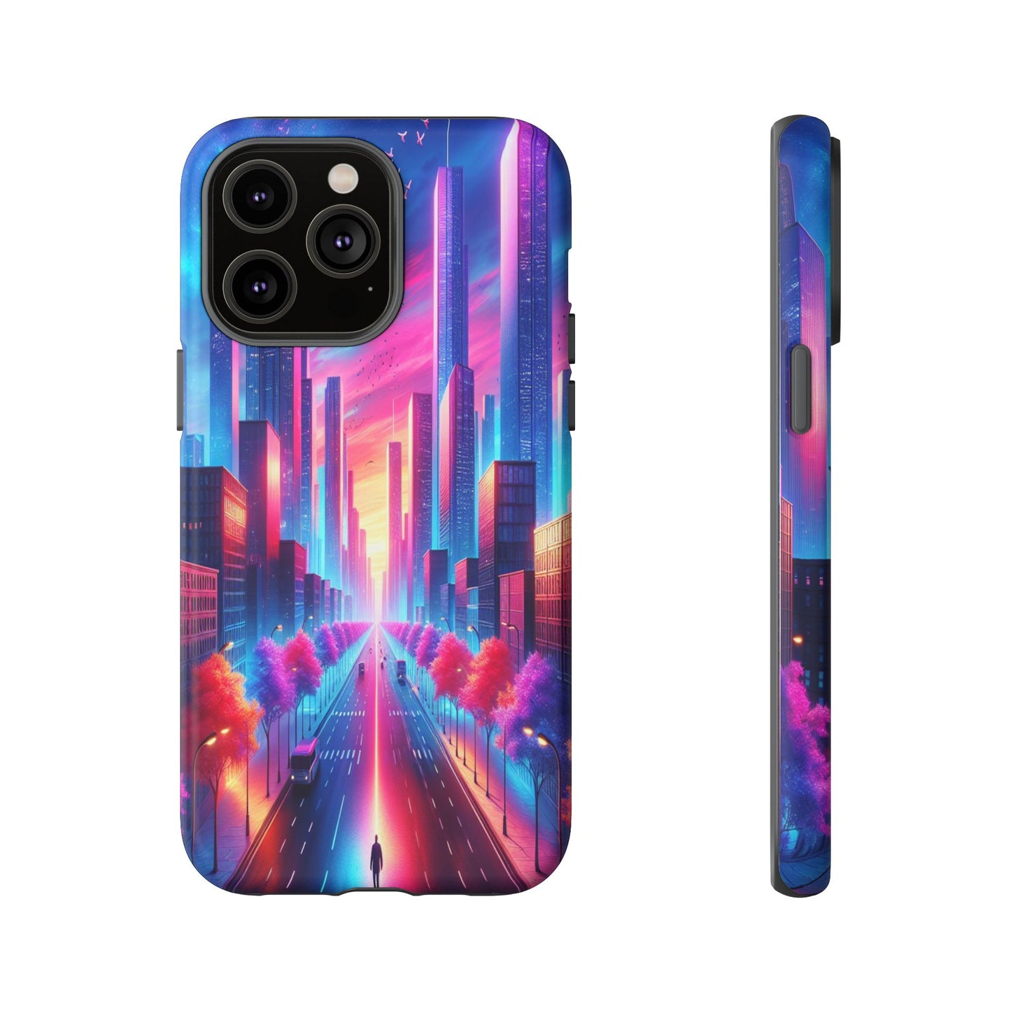 Protective Wanderer in a Luminous Cityscape Iphone Case Compatible With Iphone 16 15 14 - Phone Cover