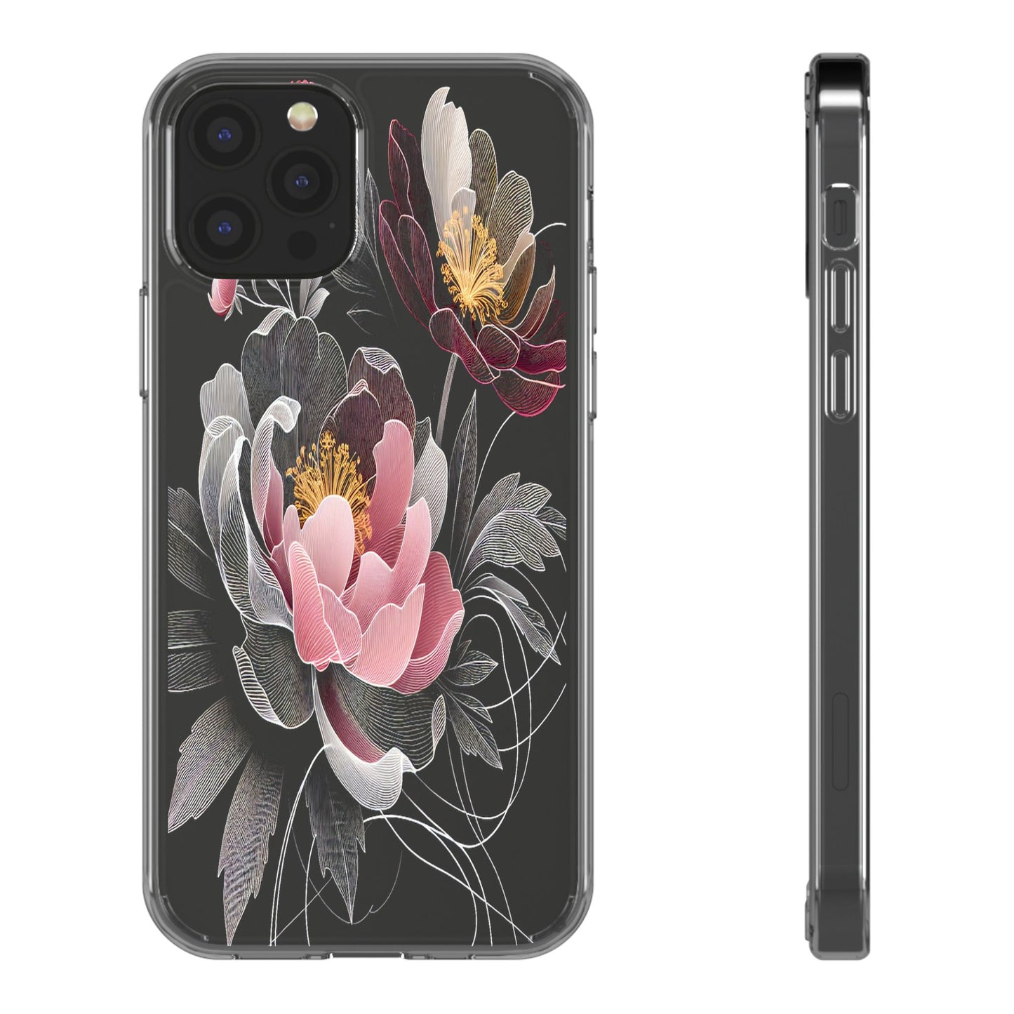 Transparent Petals in Motion Iphone Case Compatible With Iphone 16 15 14 - Clear Phone Cover