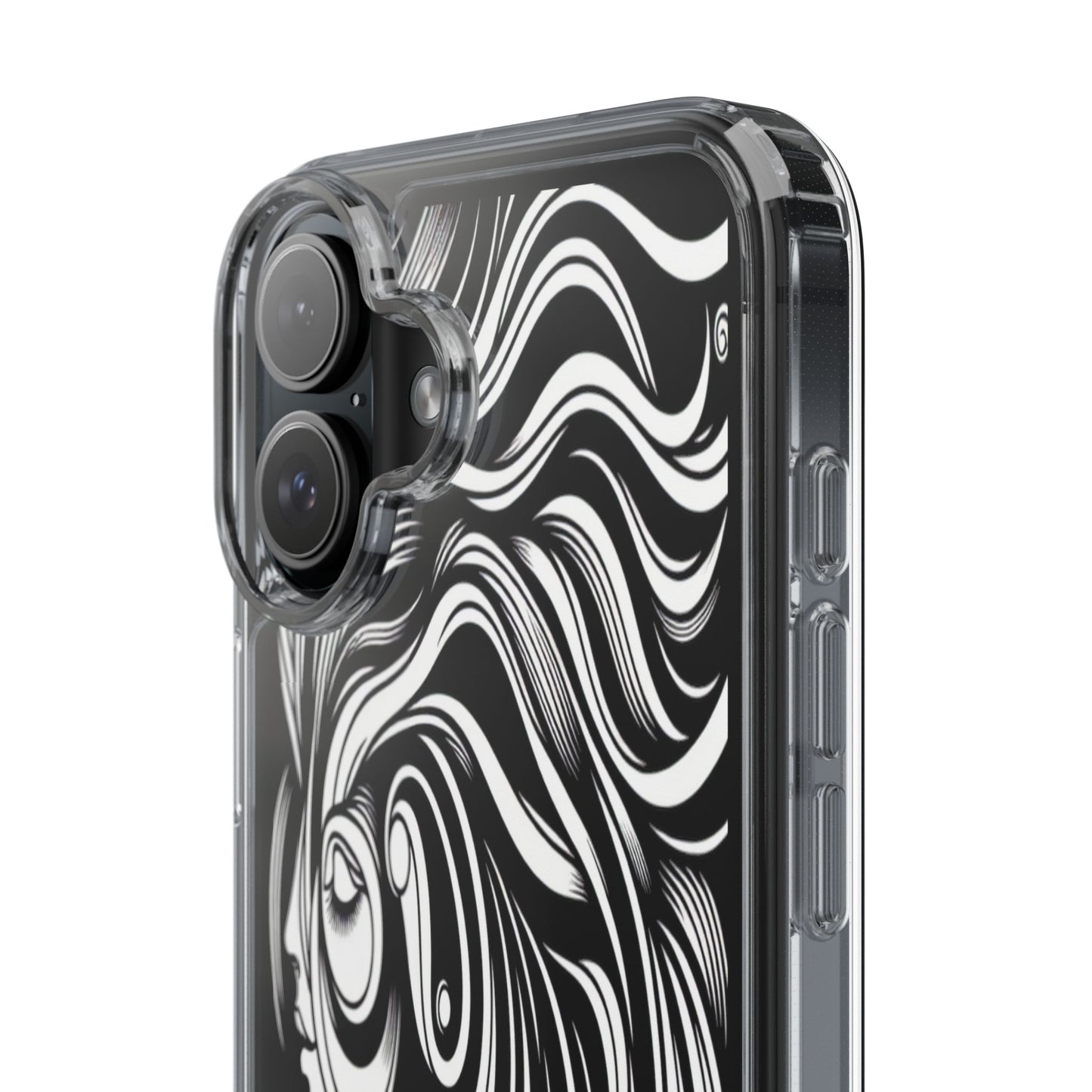 Transparent Flowing Contours Iphone Case Compatible With Iphone 16 15 14 - Clear Phone Cover