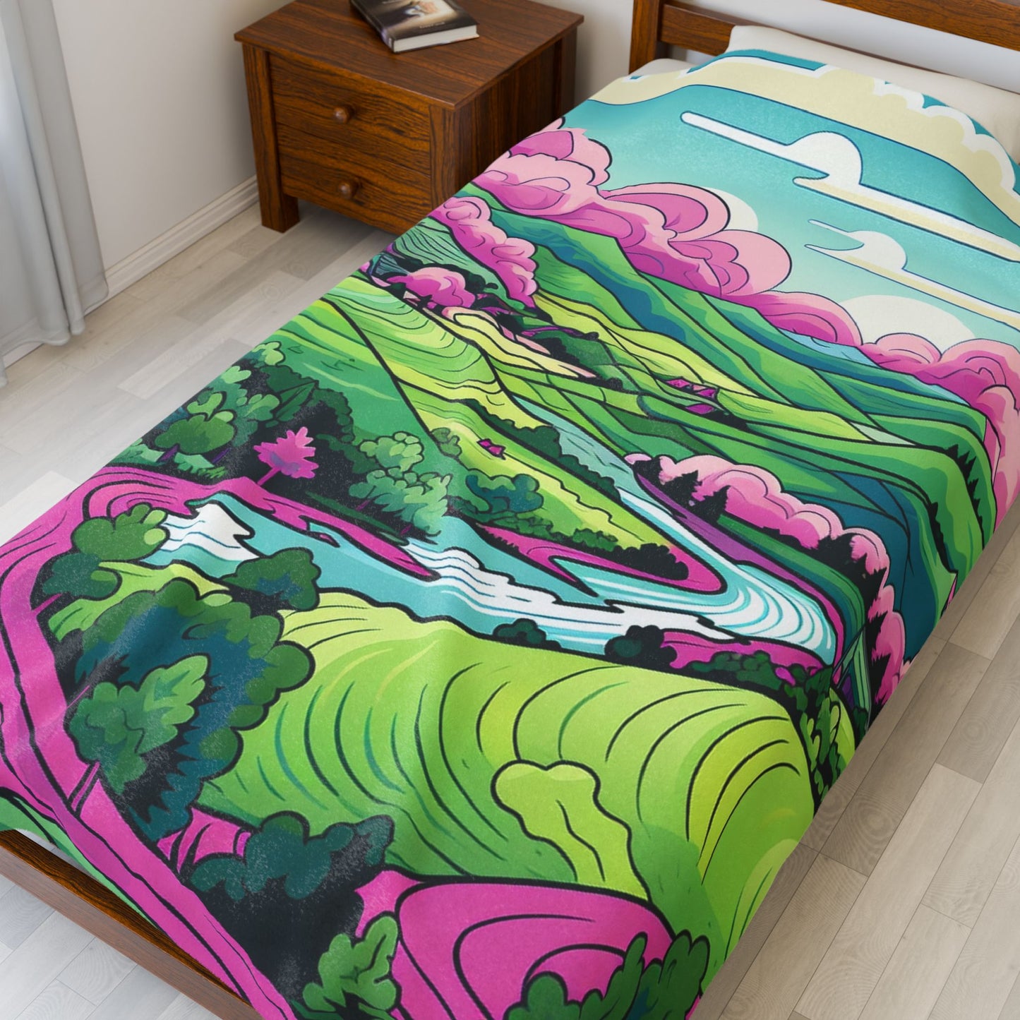 Vibrant Valley Dreamscape- Plush Blanket