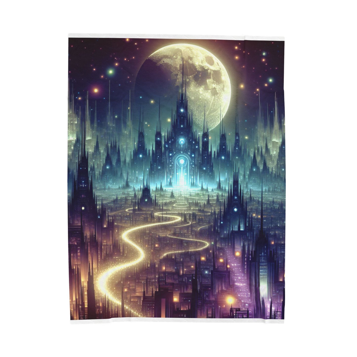 Fantasy Citadel Under the Moon - Plush Blanket