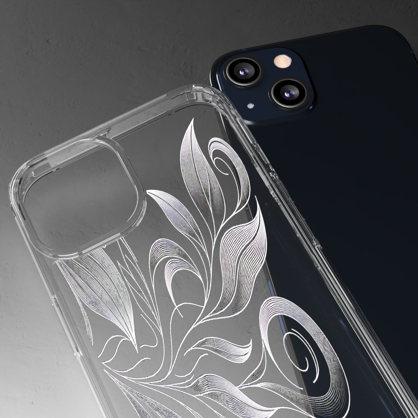 Transparent Nature's Embrace in Linework Iphone Case Compatible With Iphone 16 15 14 - Clear Phone Cover
