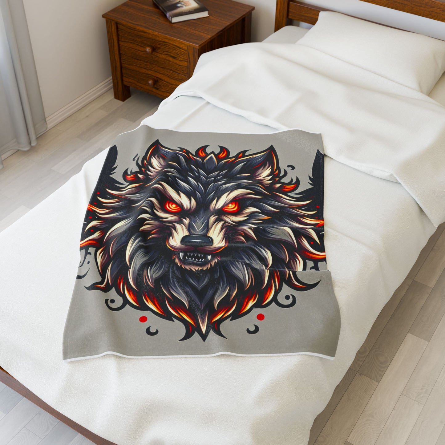 Fierce Wolf's Glare - Plush Blanket