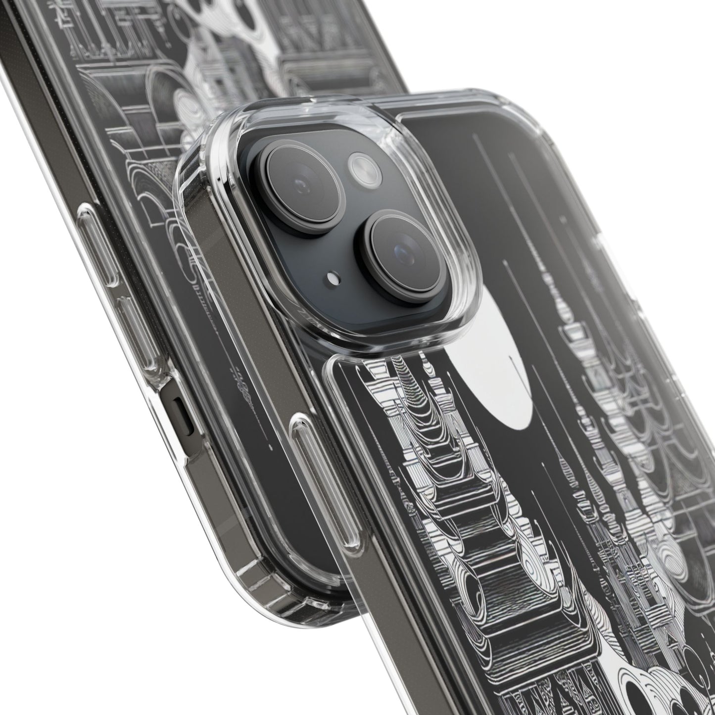 Transparent Temple Silhouette Under Bright Moon Iphone Case Compatible With Iphone 16 15 14 - Clear Phone Cover