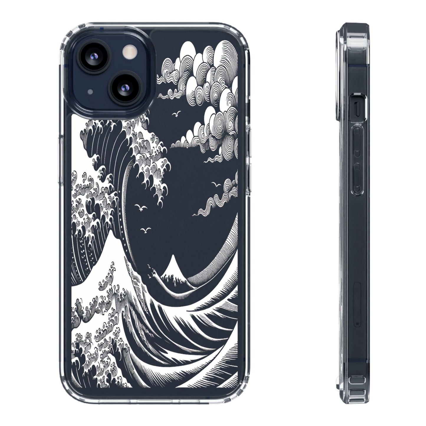 Transparent Waves and Mountains Iphone Case Compatible With Iphone 16 15 14 - Clear Phone Cover