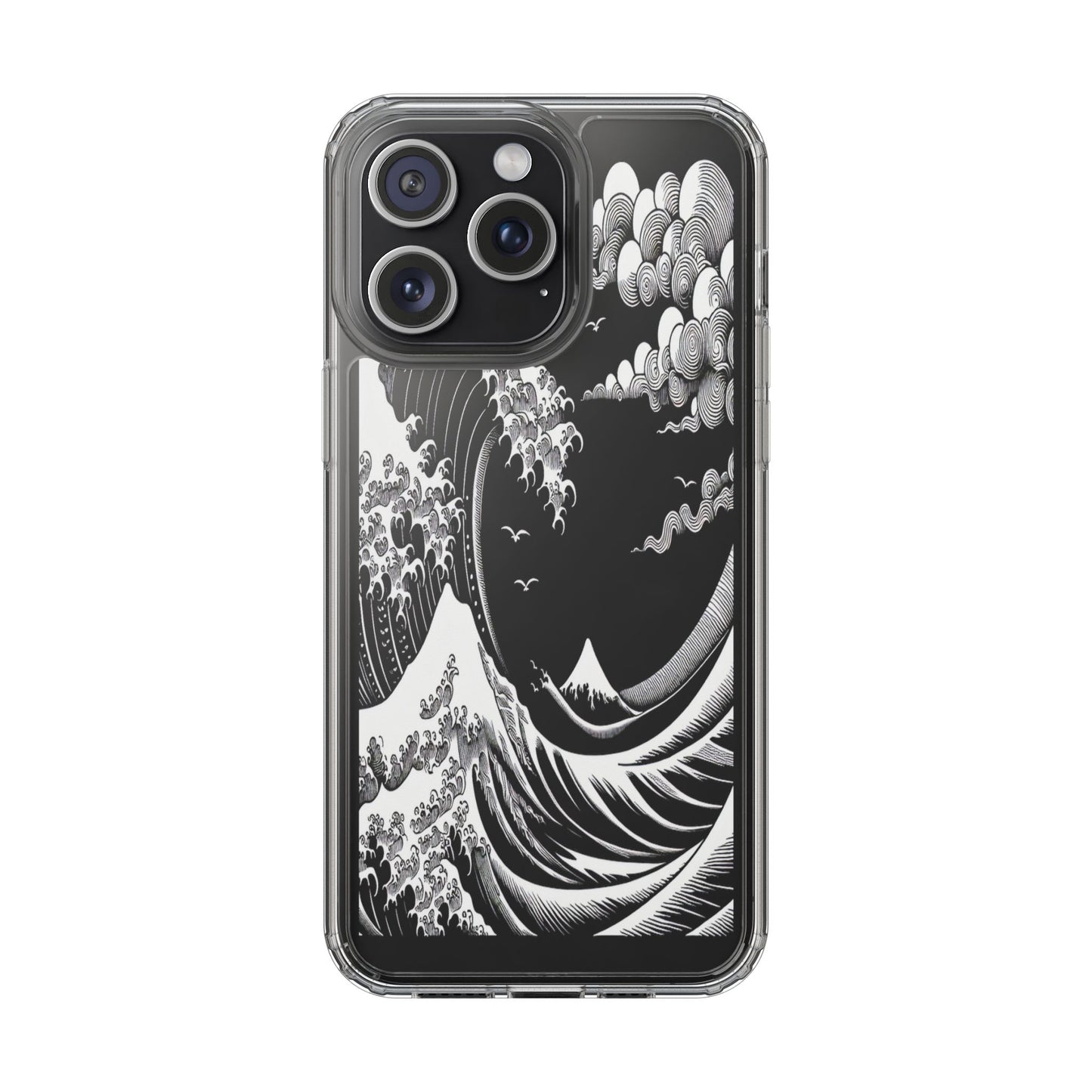Transparent Waves and Mountains Iphone Case Compatible With Iphone 16 15 14 - Clear Phone Cover