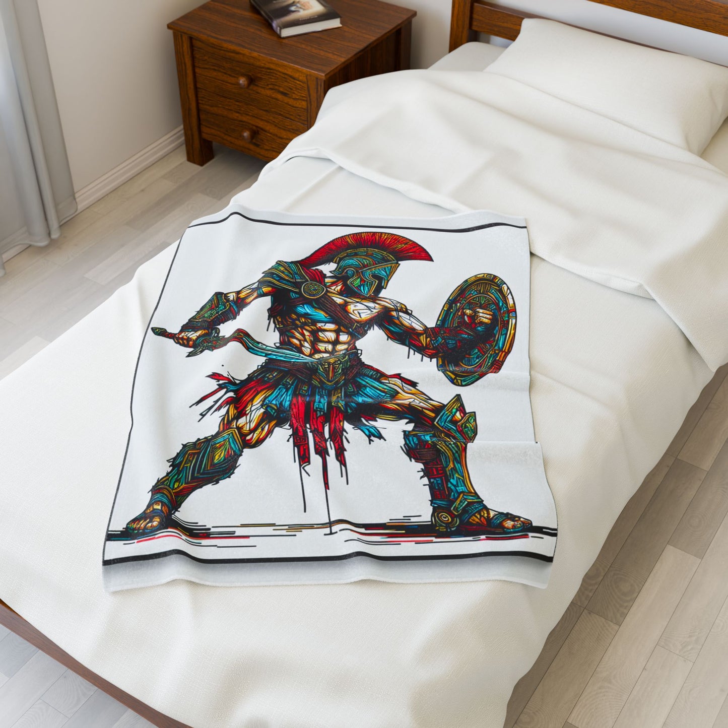 Warrior in Stained Glass- Plush Blanket