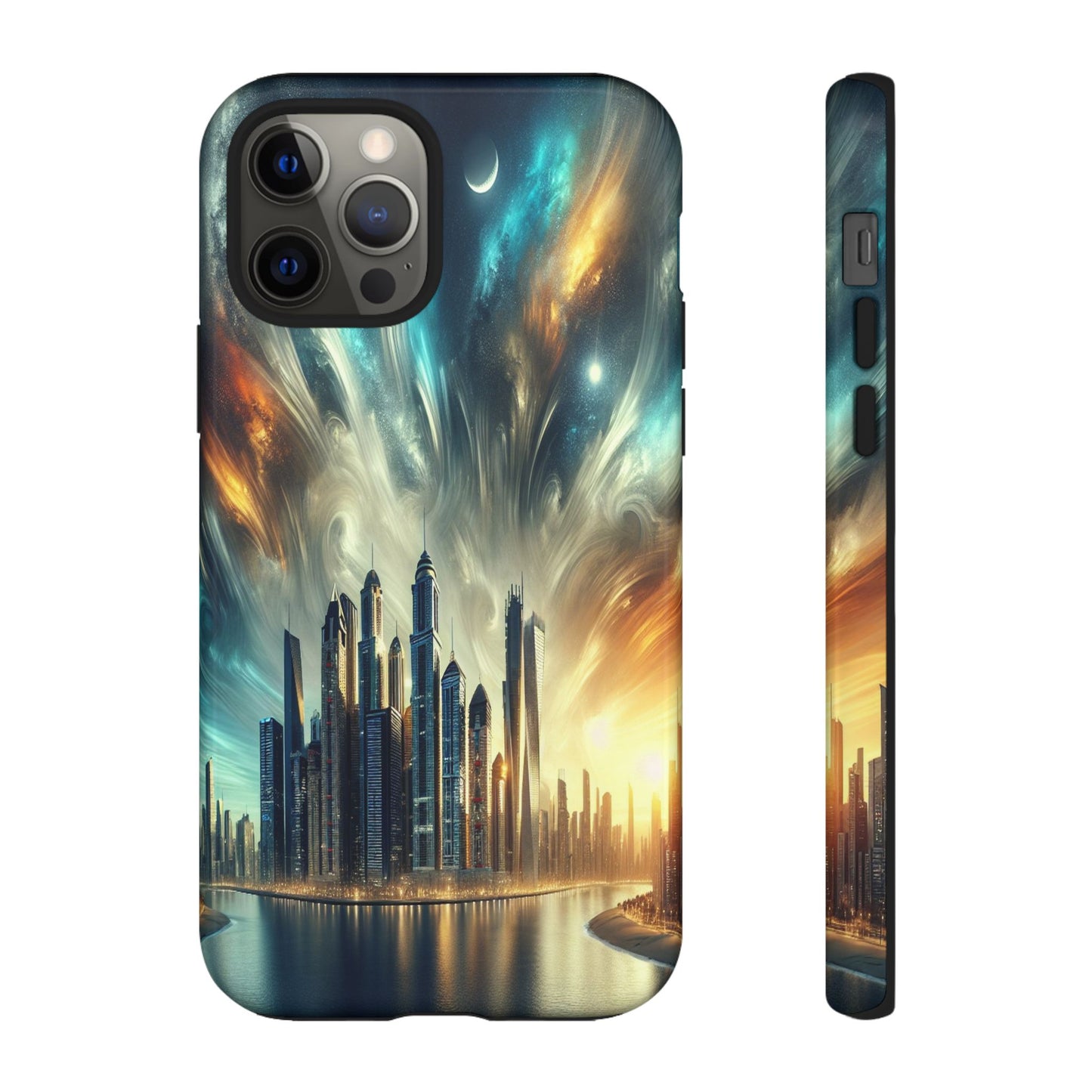 Cityscape under Celestial Tapestry - Phone Case