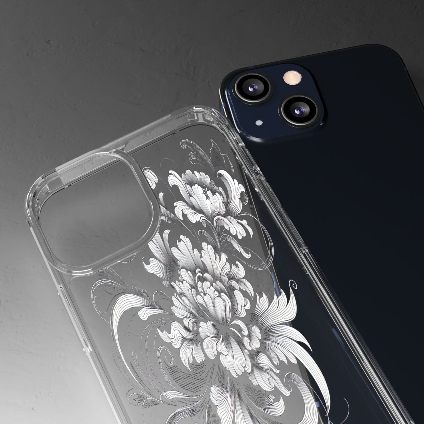 Transparent Intricate Flourish Design Iphone Case Compatible With Iphone 16 15 14 - Clear Phone Cover