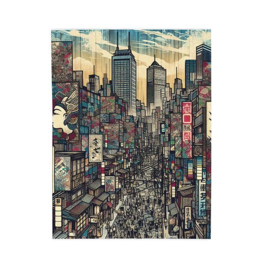 Bustling Streets of Imagination - Plush Blanket