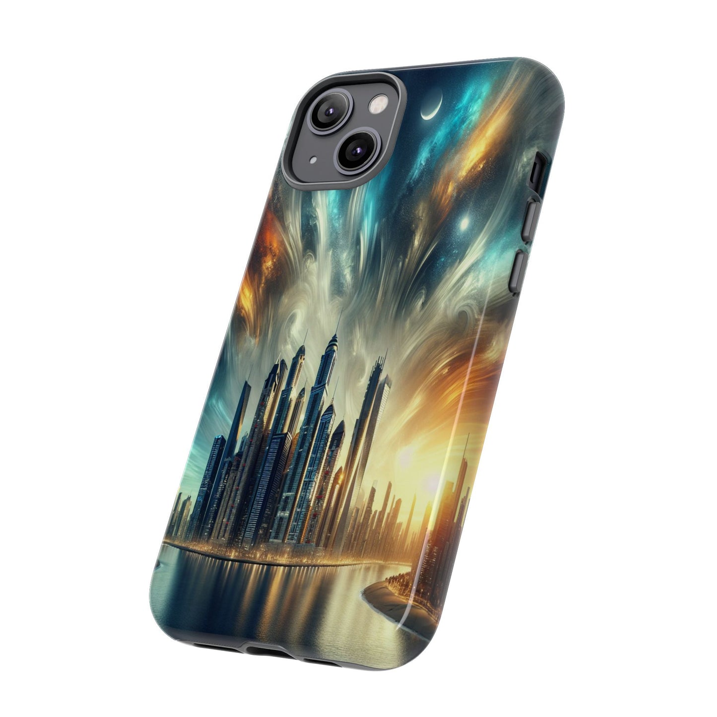 Cityscape under Celestial Tapestry - Phone Case