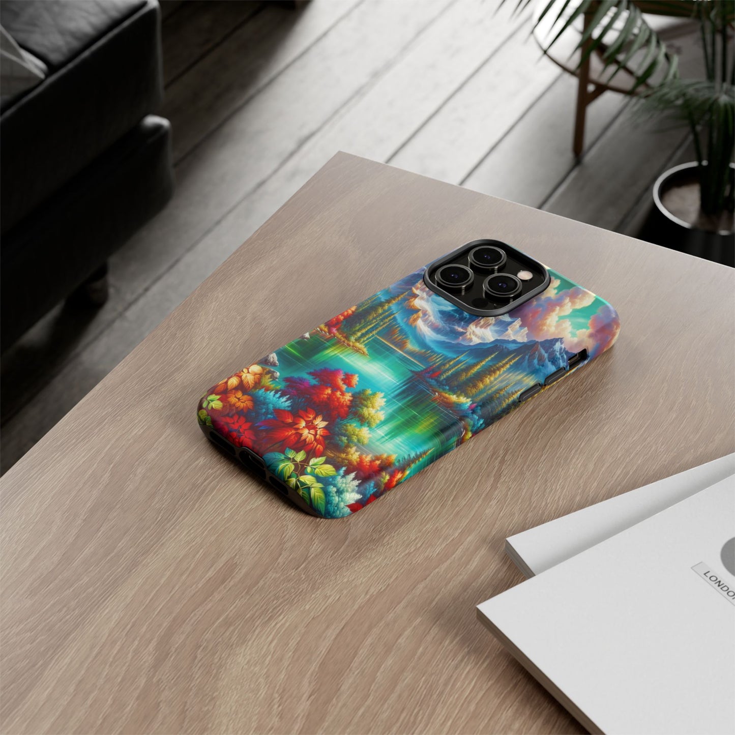 Colorful Mountain Lake Scene - Phone Case