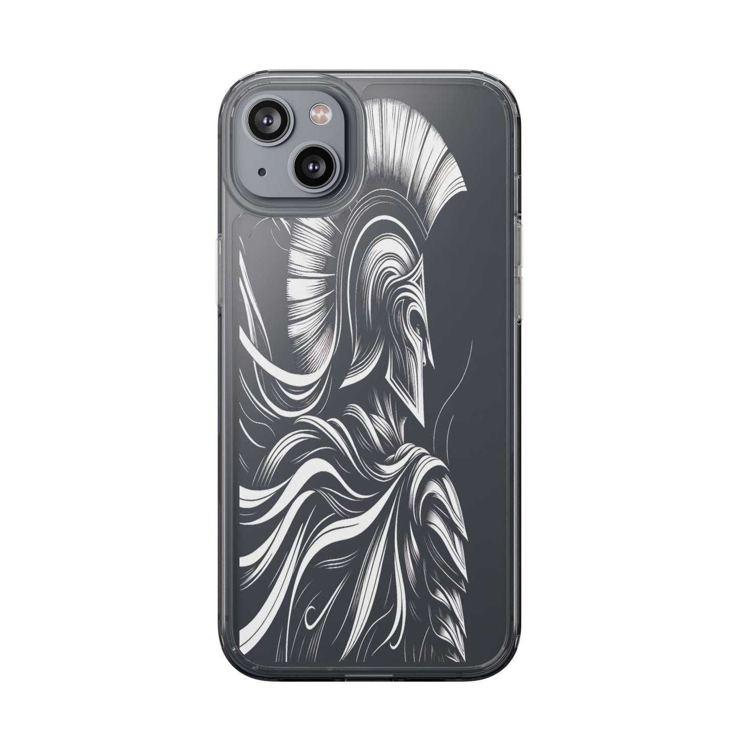 Transparent Helmeted Sentinel in Monochrome Motion Iphone Case Compatible With Iphone 16 15 14 - Clear Phone Cover