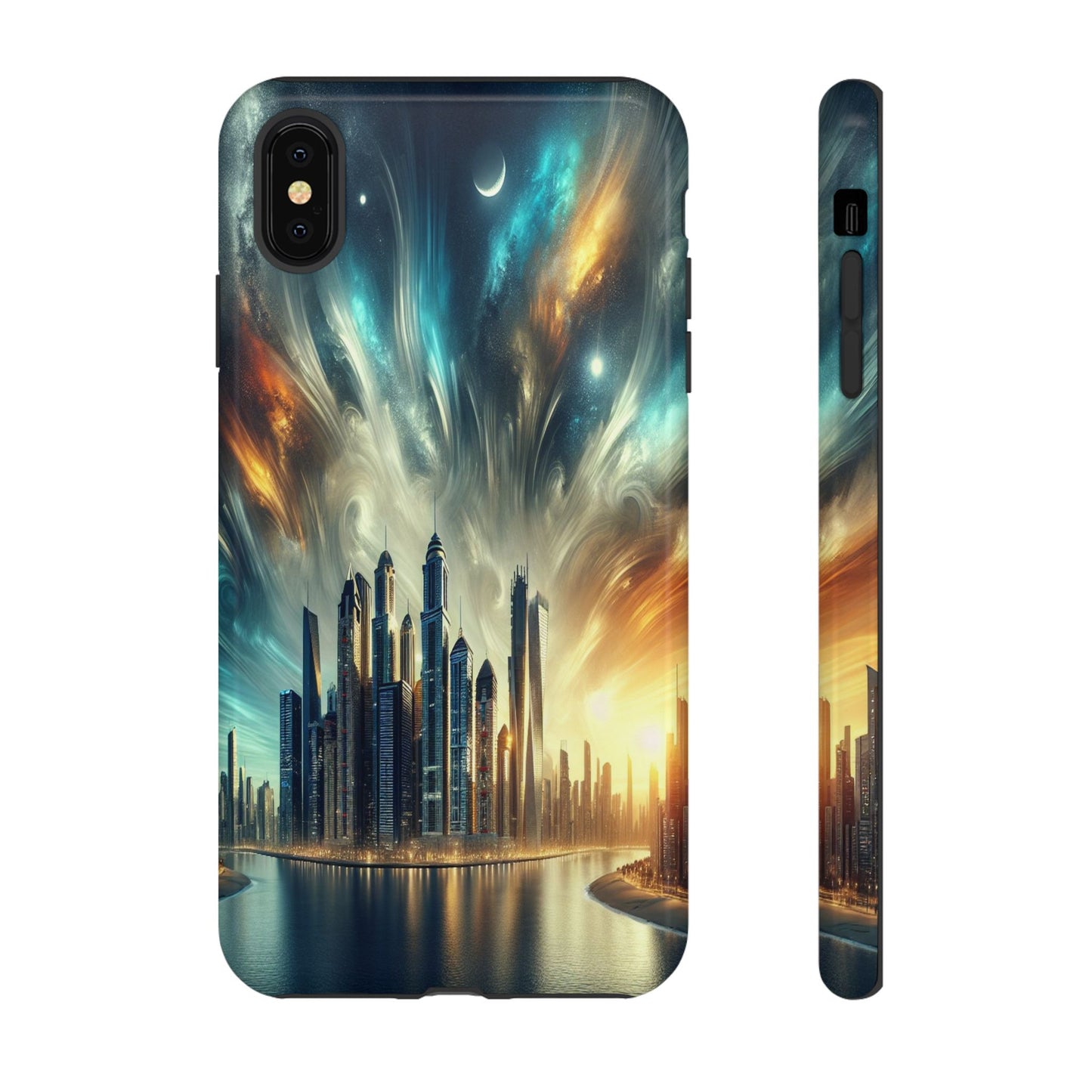 Cityscape under Celestial Tapestry - Phone Case