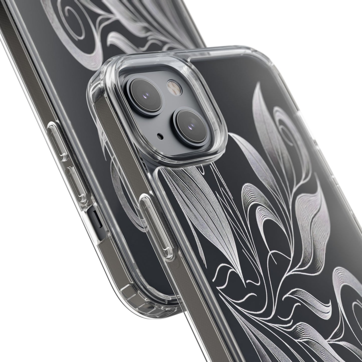 Transparent Nature's Embrace in Linework Iphone Case Compatible With Iphone 16 15 14 - Clear Phone Cover