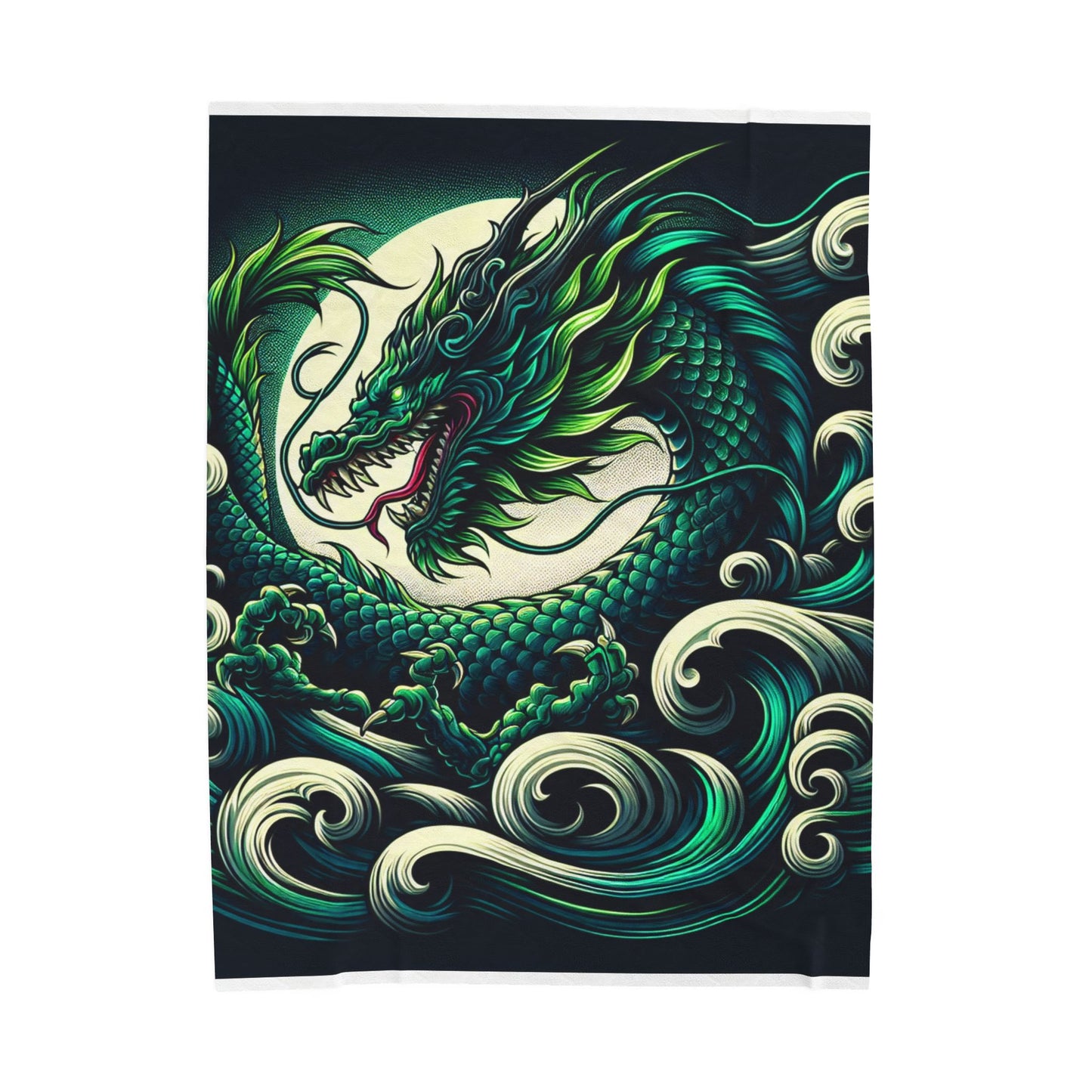 Dragon's Embrace of the Tides - Plush Blanket