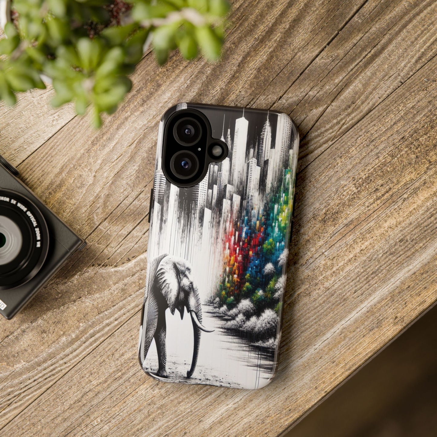 Protective Elephant's Journey Through the Cityscape Iphone Case Compatible With Iphone 16 15 14 - Phone Cover