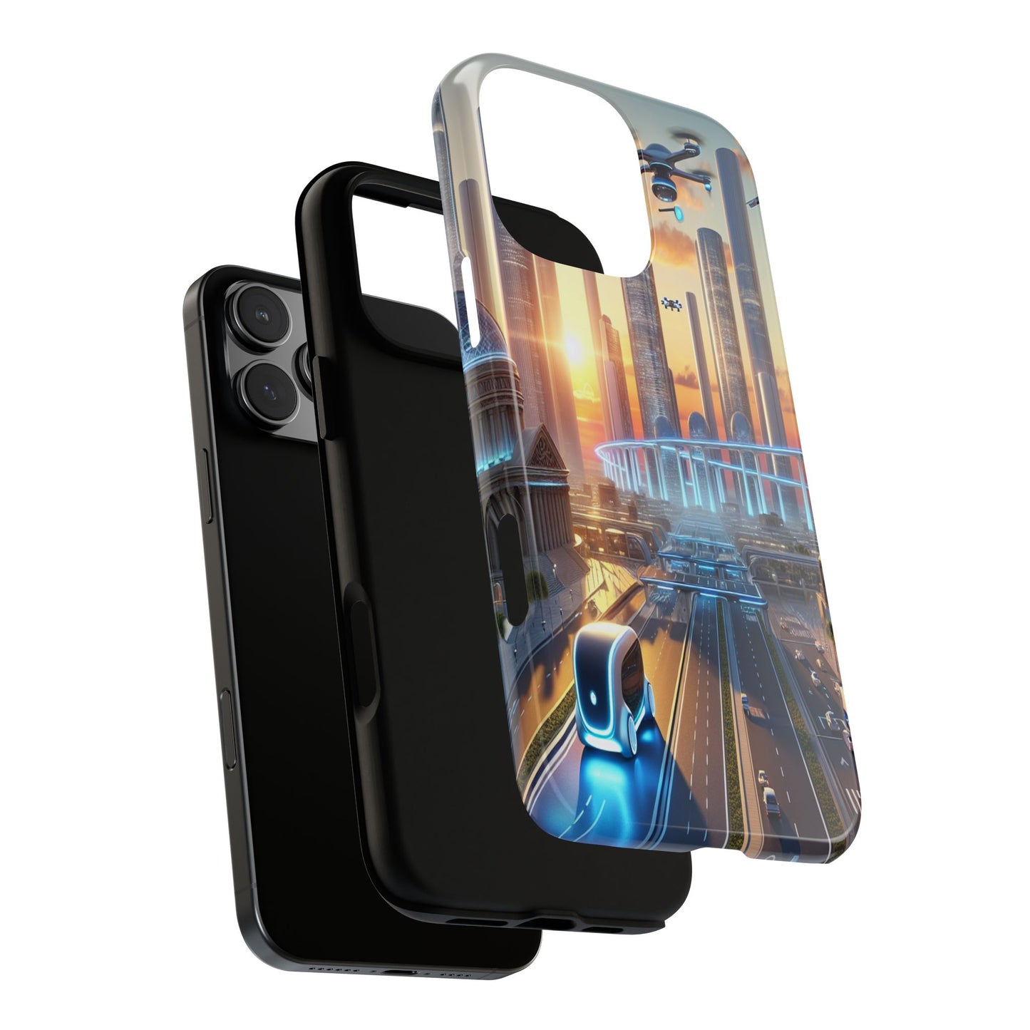 Futuristic Cityscape Unveiled - Phone Case