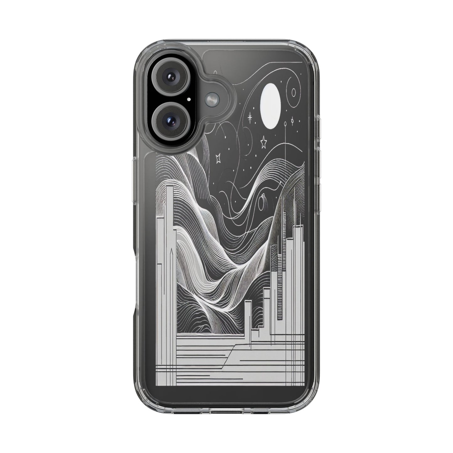 Transparent Illuminated Skyline Design Iphone Case Compatible With Iphone 16 15 14 - Clear Phone Cover