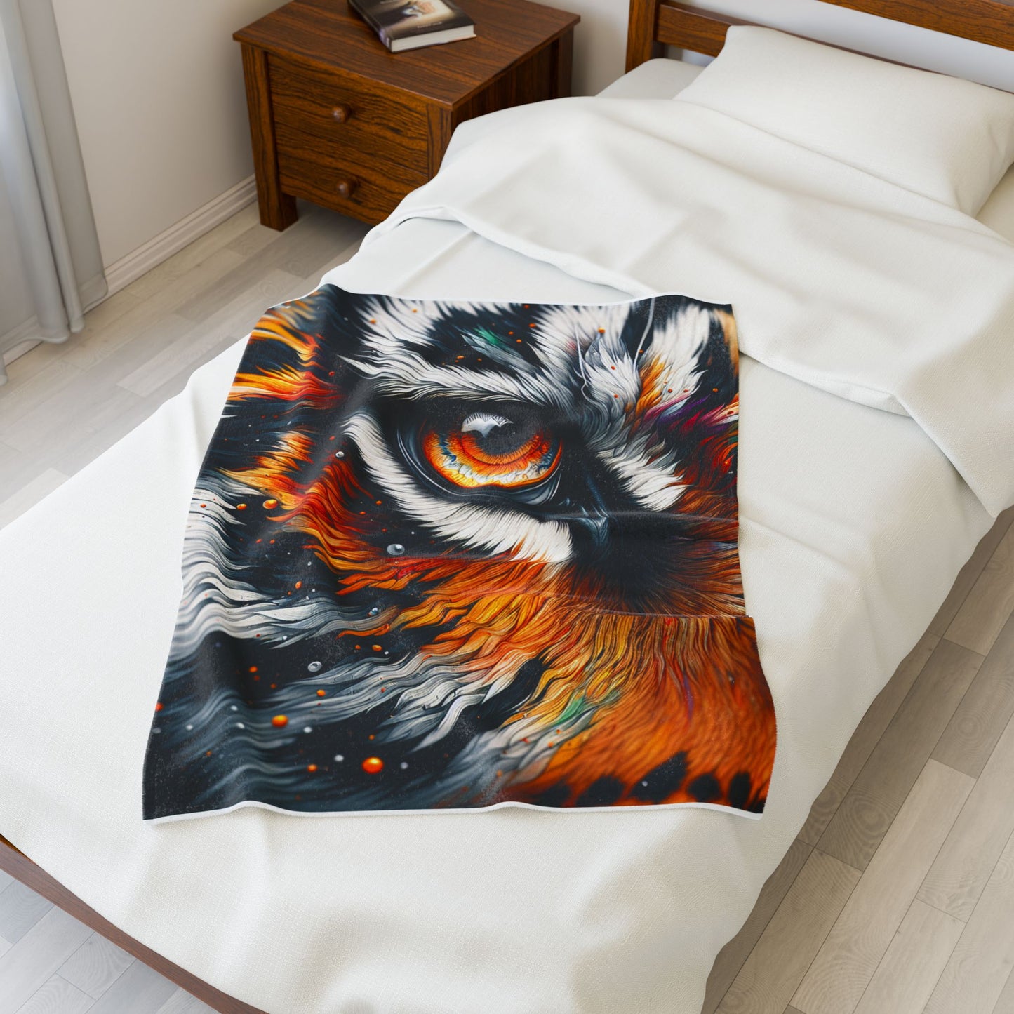 Eye of the Tiger's Fiery Vision - Plush Blanket