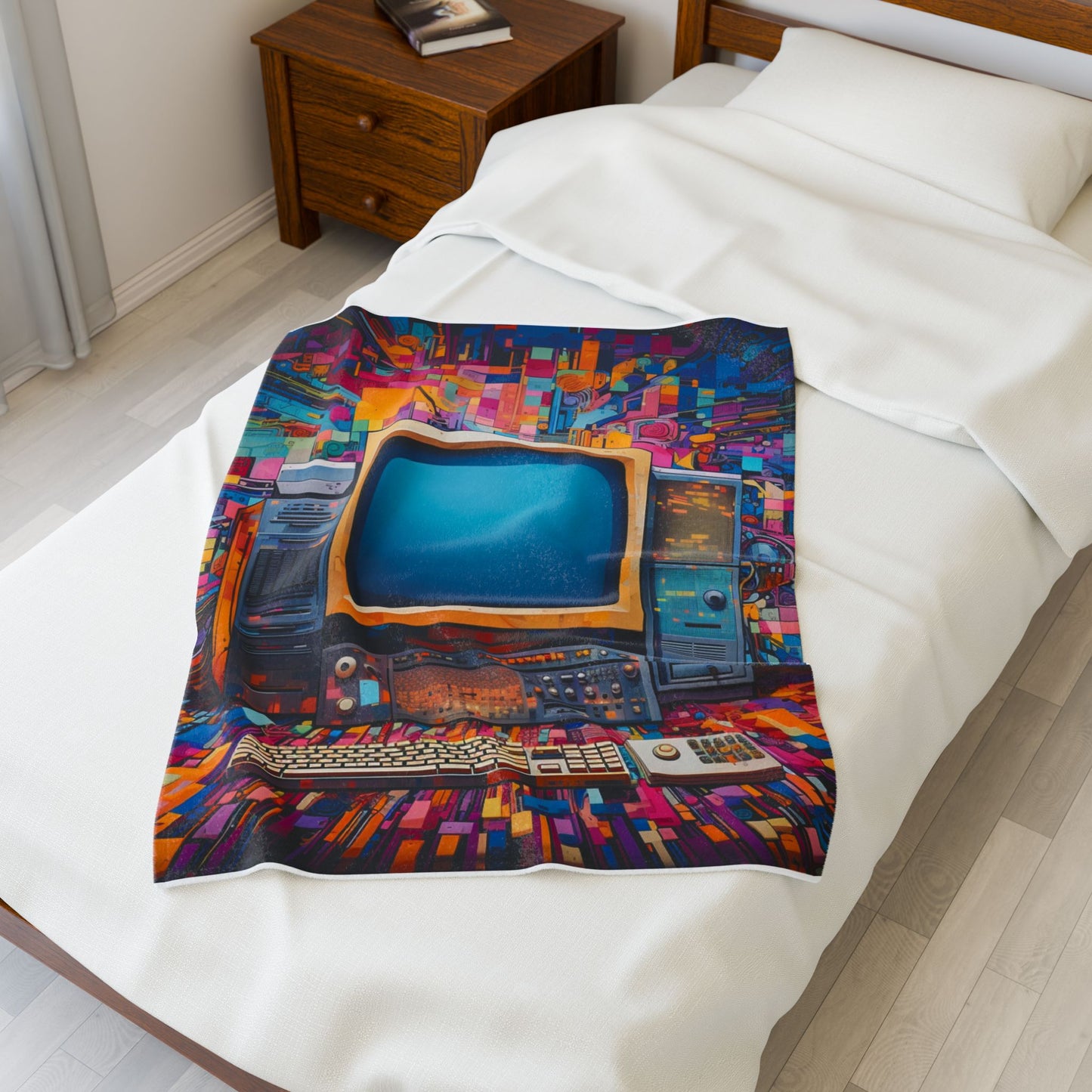 Technicolor Retro Tech Haven- Plush Blanket