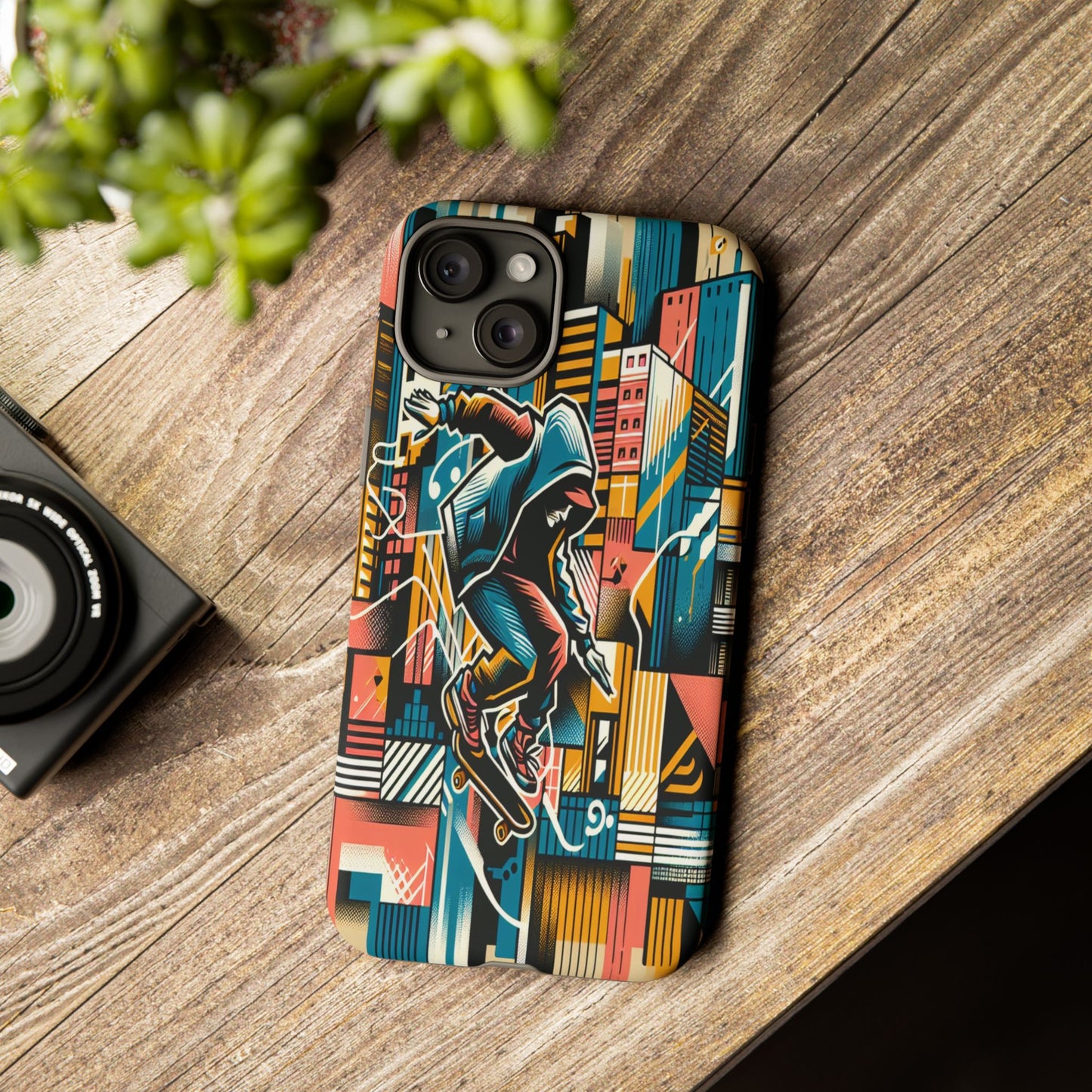Skater in the Cityscape - Phone Case