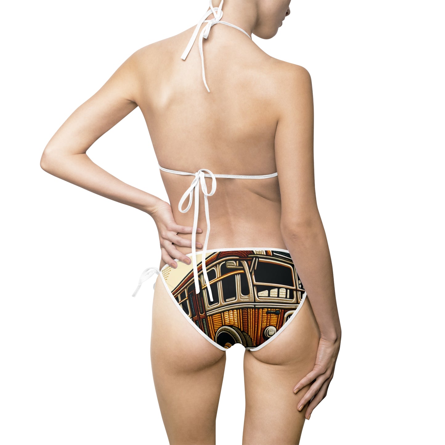 Women's Vintage Bus Journey Through Streaks of Time Bikini Swimsuit