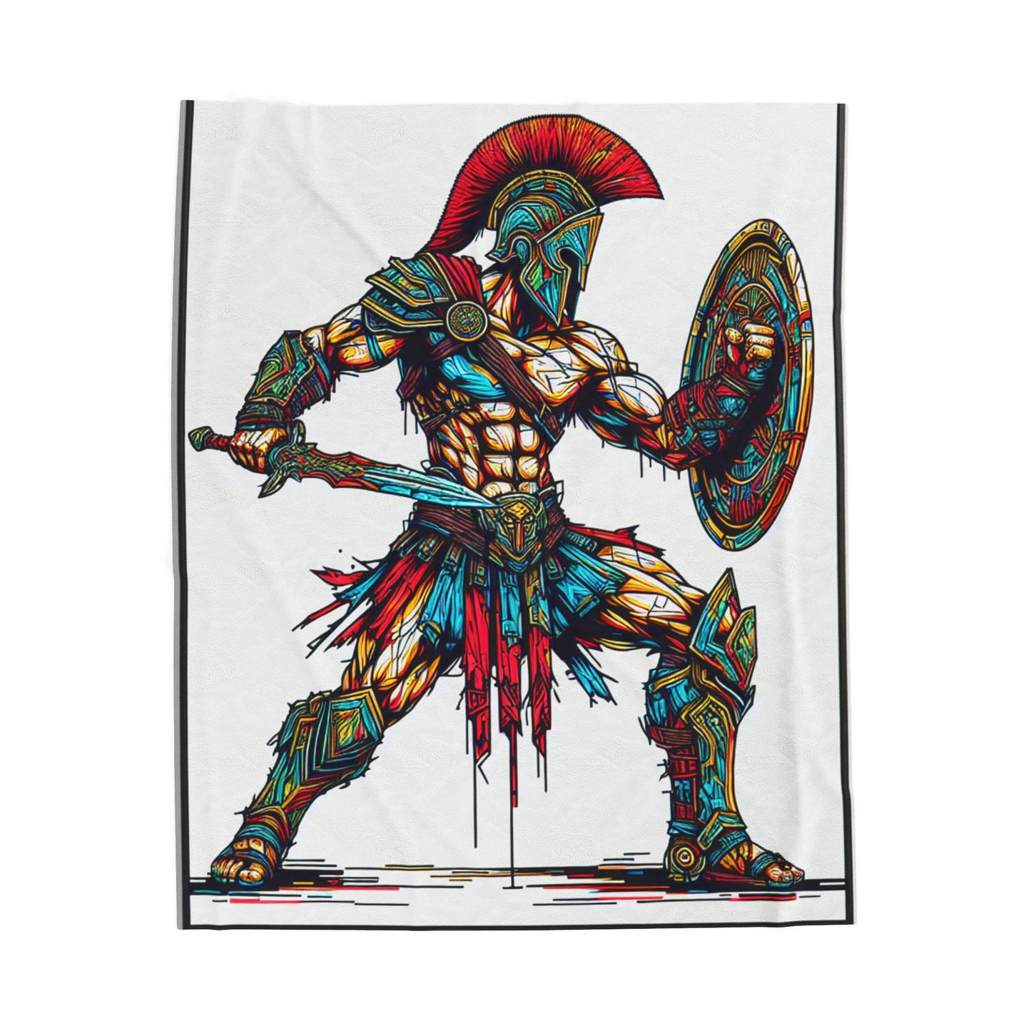 Warrior in Stained Glass- Plush Blanket