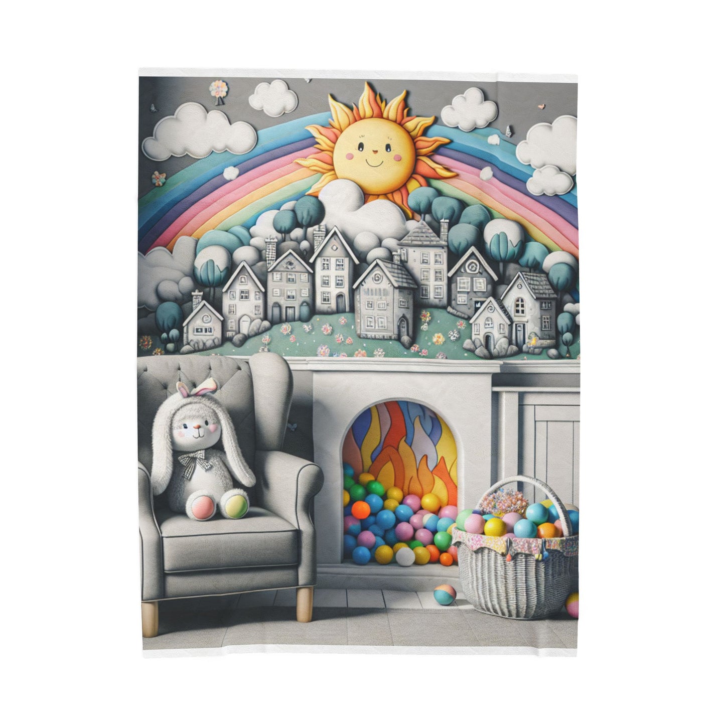 Imaginative Sunrise in a Child's Room - Plush Blanket