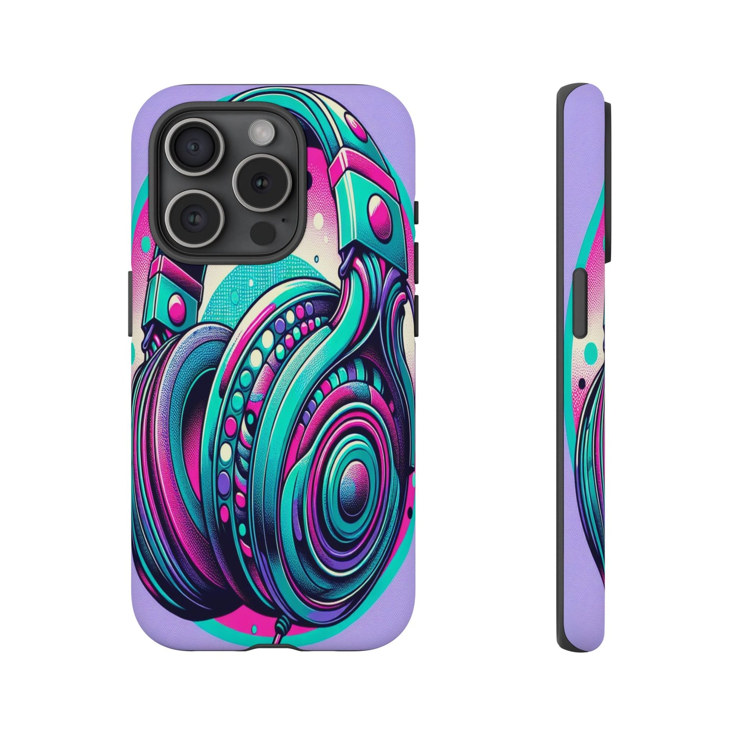 Custom ProtectiveHeadphone Vibes in Electric ColorsIphone Case Compatible With Iphone 16 15 14 - Phone Cover