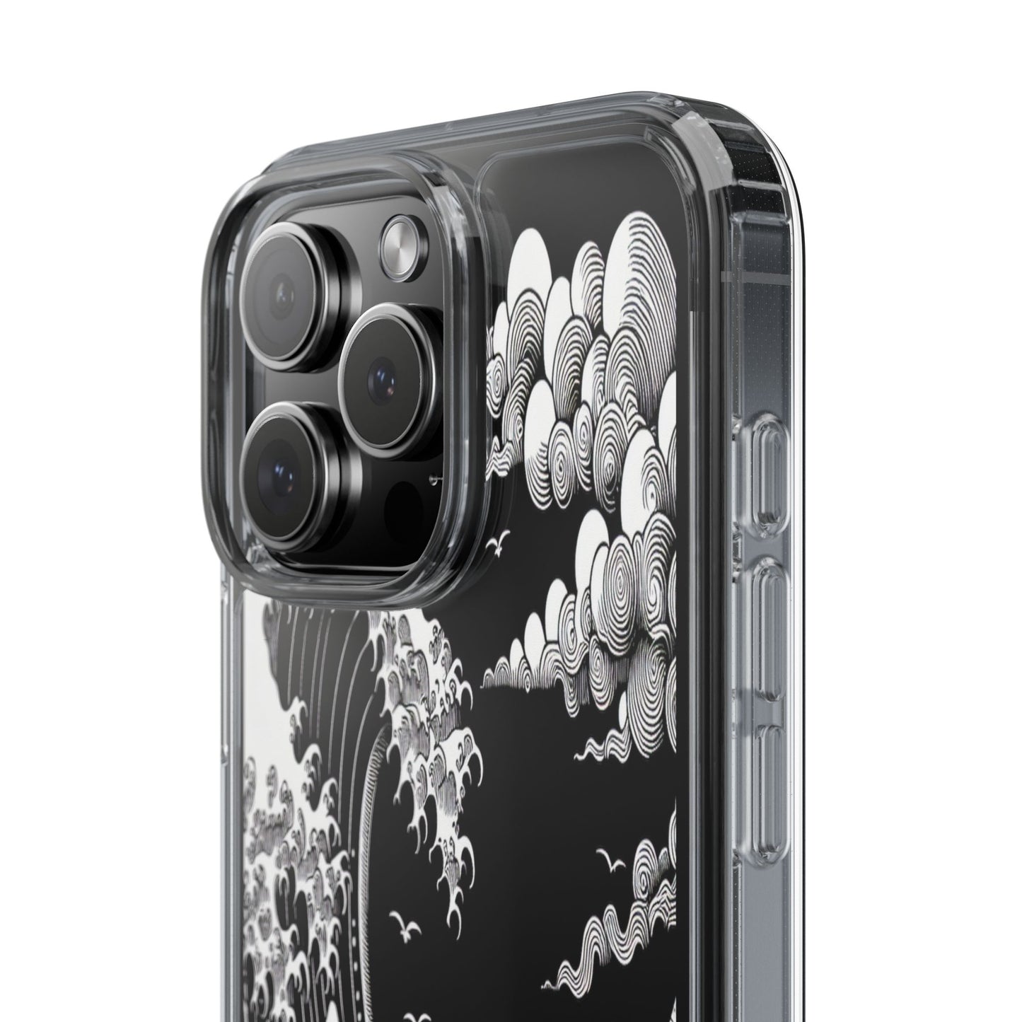 Transparent Waves and Mountains Iphone Case Compatible With Iphone 16 15 14 - Clear Phone Cover