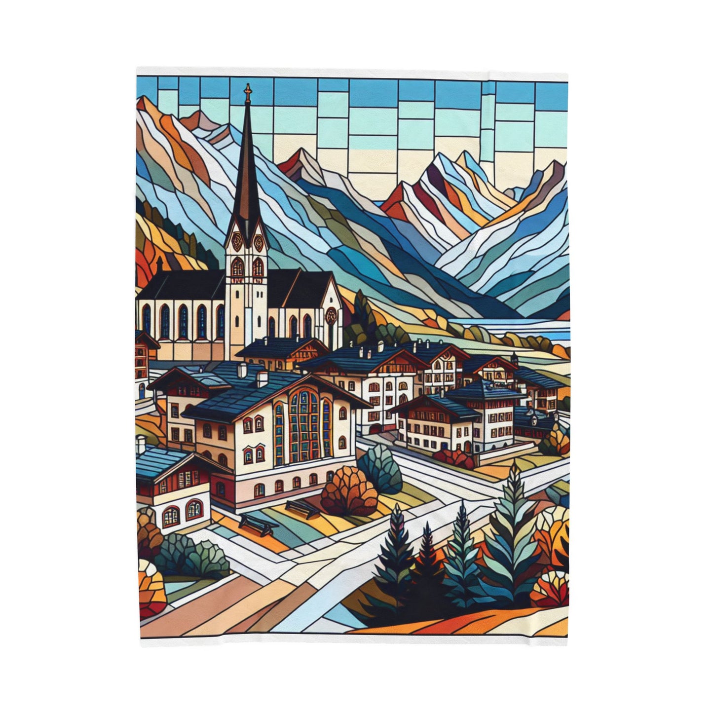 Alpine Mosaic Retreat- Plush Blanket