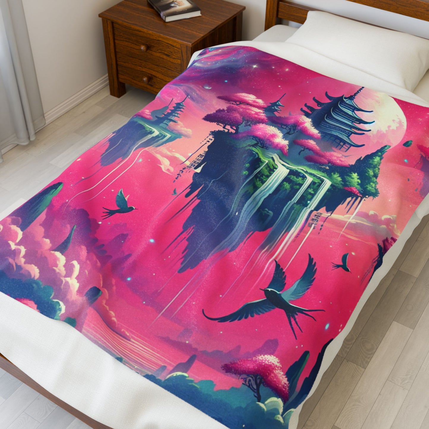 Floating Oasis in the Clouds - Plush Blanket