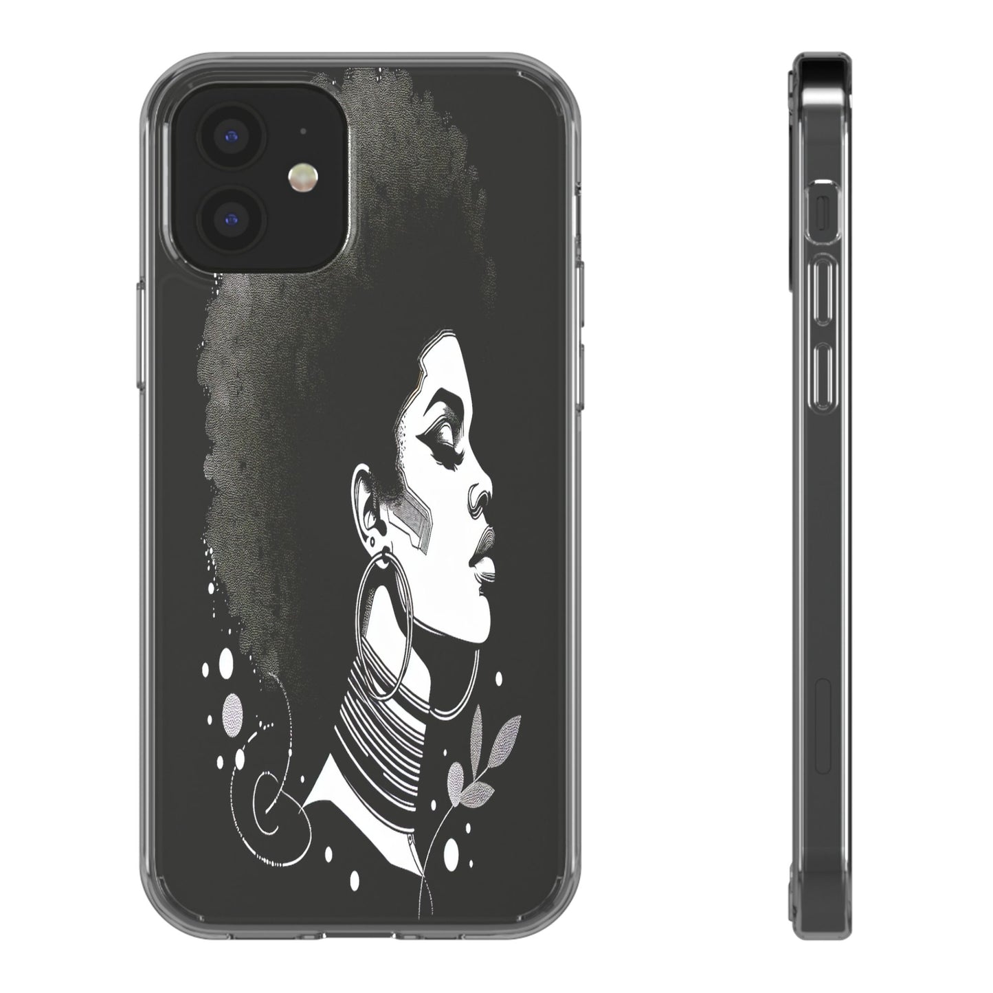 Transparent Afro Goddess Portrait Iphone Case Compatible With Iphone 16 15 14 - Clear Phone Cover