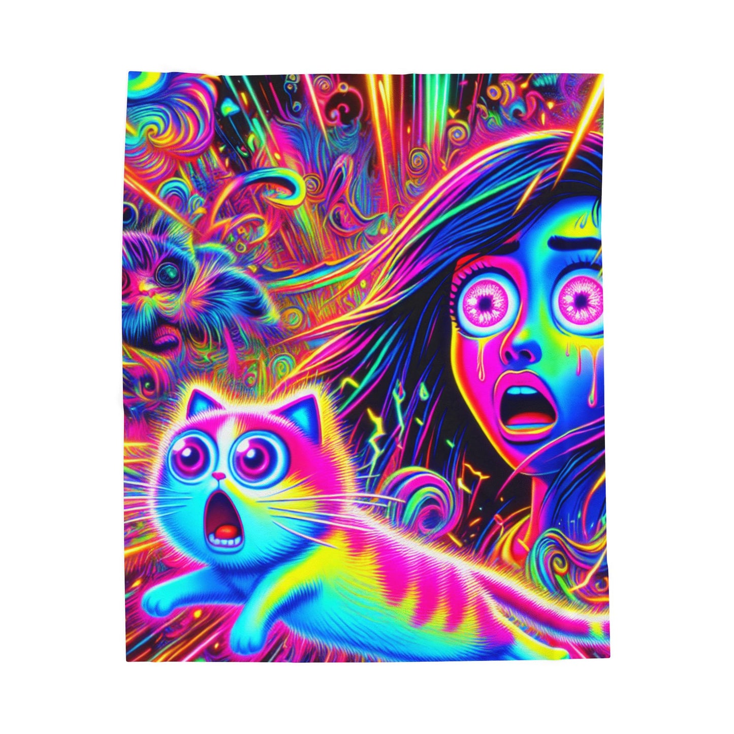 Neon Burst Fantasy - Plush Blanket