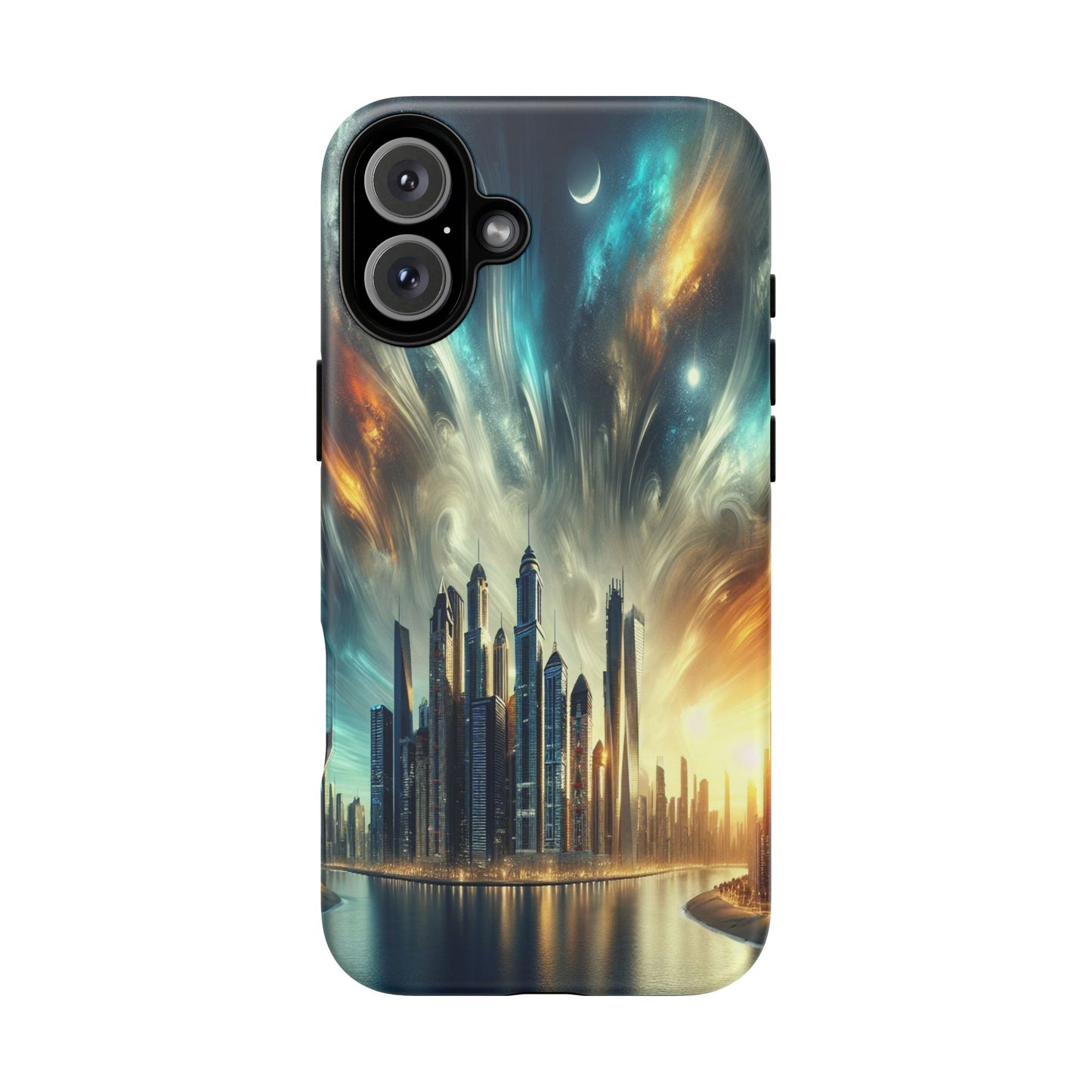Cityscape under Celestial Tapestry - Phone Case