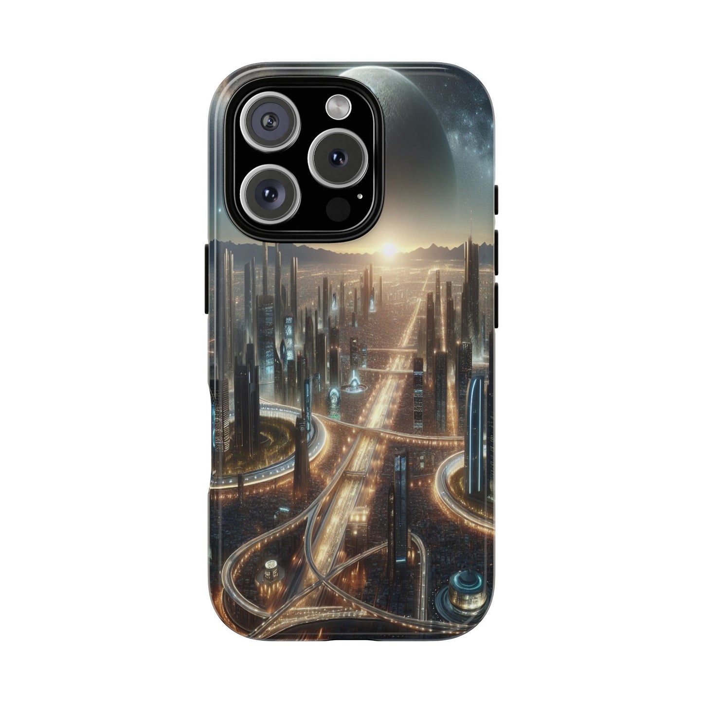 Protective Celestial Cityscape Iphone Case Compatible With Iphone 16 15 14 - Phone Cover