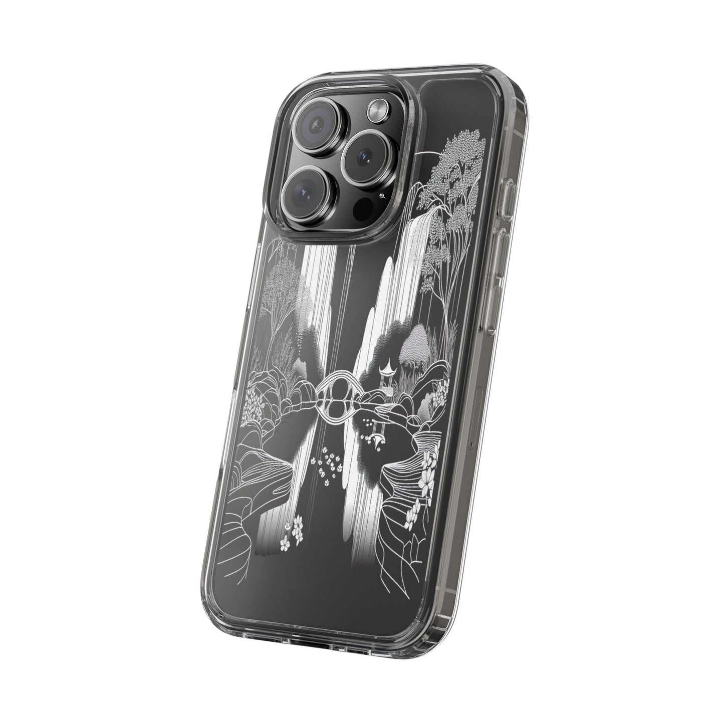 Transparent Waterfall Bridge Scene Iphone Case Compatible With Iphone 16 15 14 - Clear Phone Cover