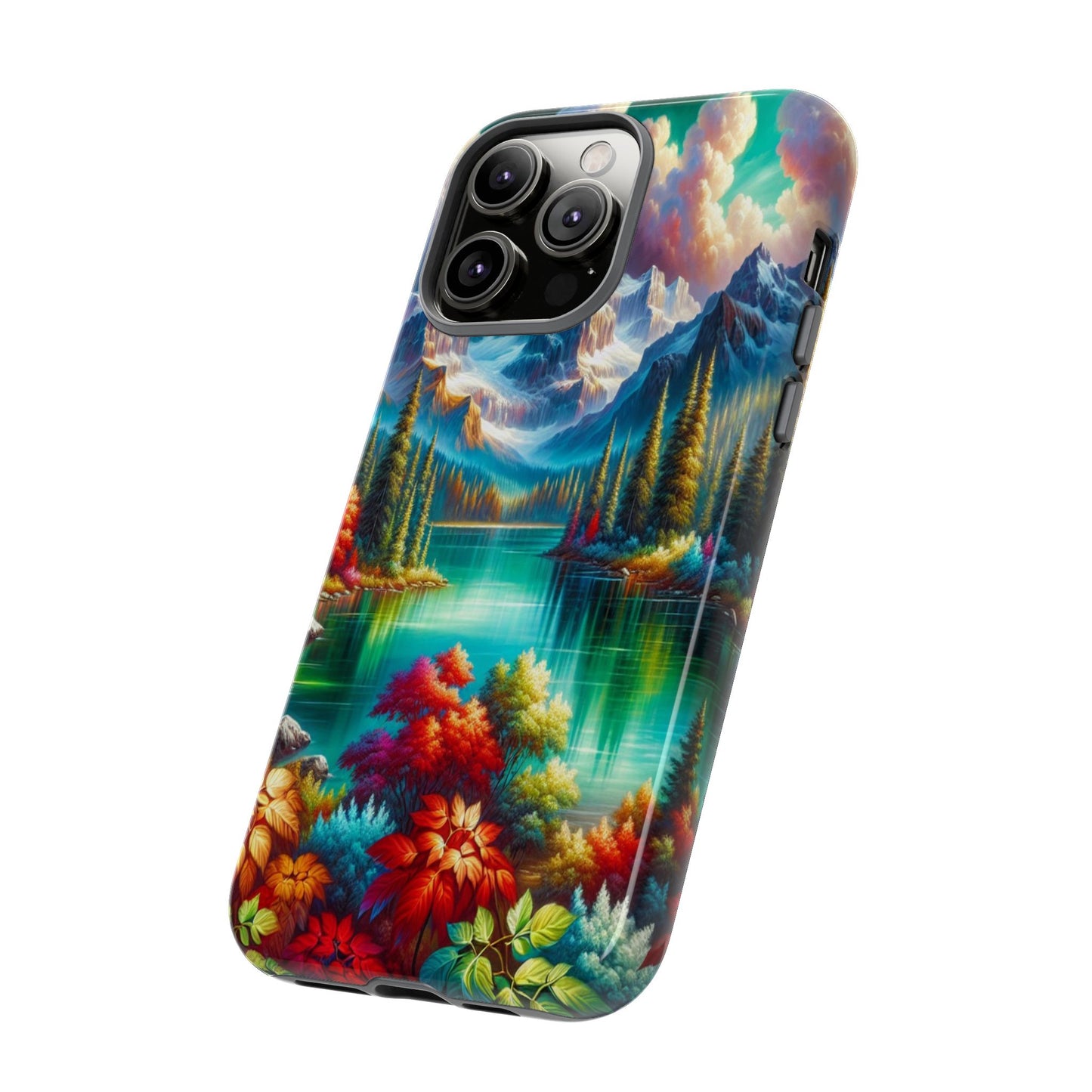 Colorful Mountain Lake Scene - Phone Case
