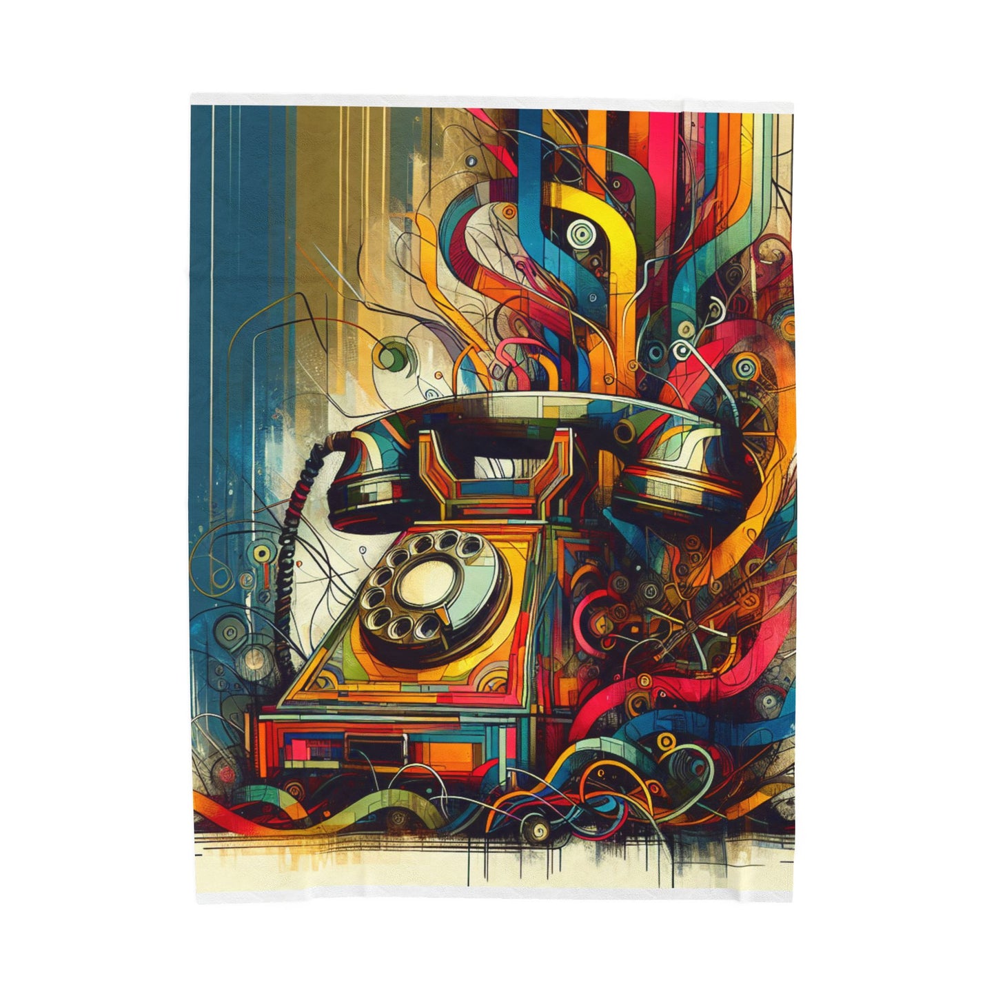 Retro Phone Flourish - Plush Blanket