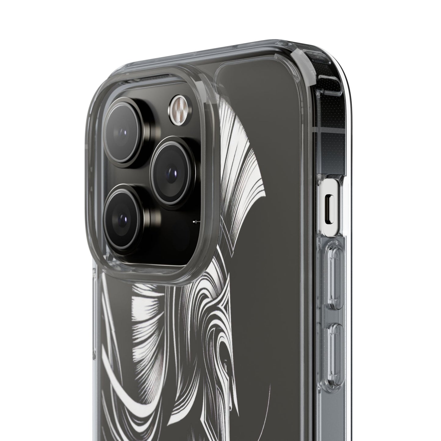 Transparent Helmeted Sentinel in Monochrome Motion Iphone Case Compatible With Iphone 16 15 14 - Clear Phone Cover